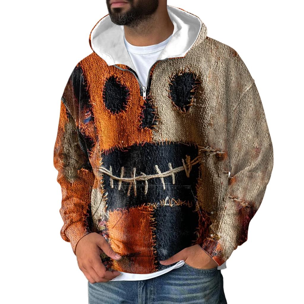 Men Zipper With Pockets  Vintage Hoodies Casual Sweatshirts Lightweight