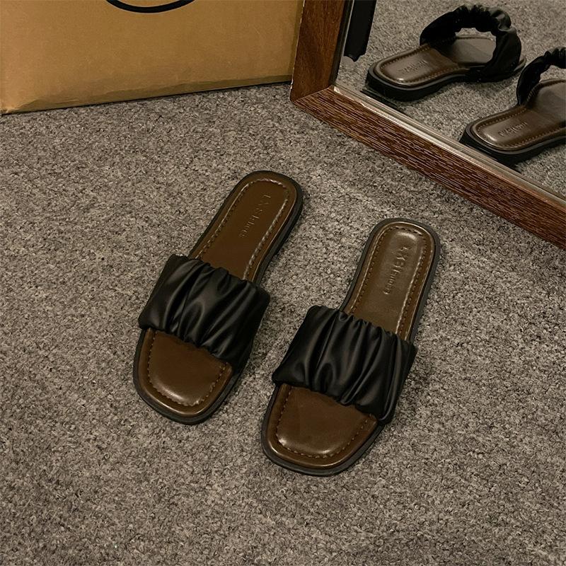 

Fairy style slippers female outer wear new summer fashion versatile flat-bottomed open-toed beach one-word cool slippers 35