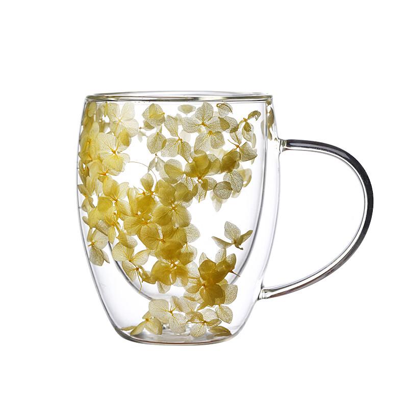 Shangqi Creative Real Flower Double-Layer Glass Cup