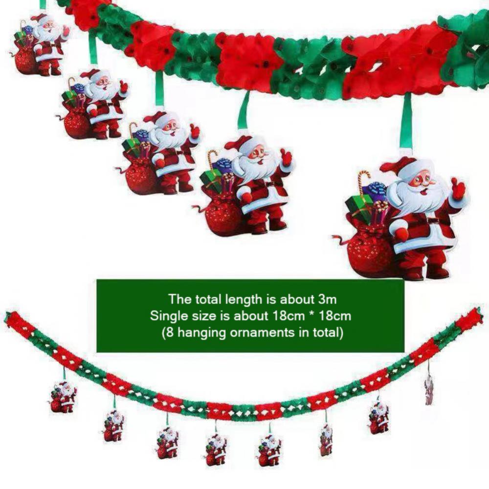Holiday Party Christmas Banner Decoration Honeycomb Paper Pull Flower Pendant Santa Ceiling Arrangement Decoration Banner