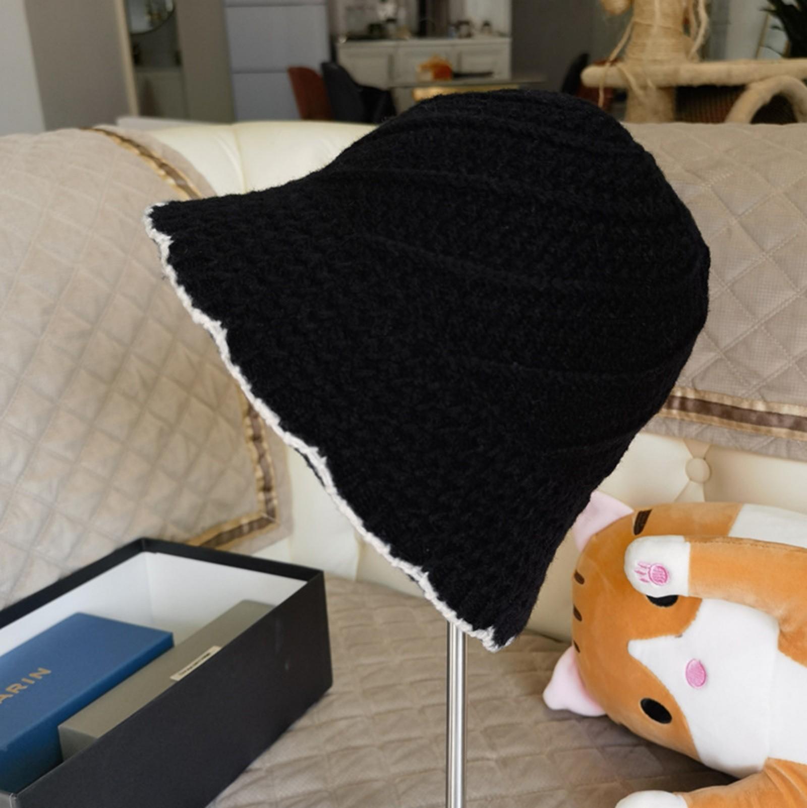 Versatile And Stylish Lace Warm Hat, Knitted Hat, Wool Bucket Hat. One Size