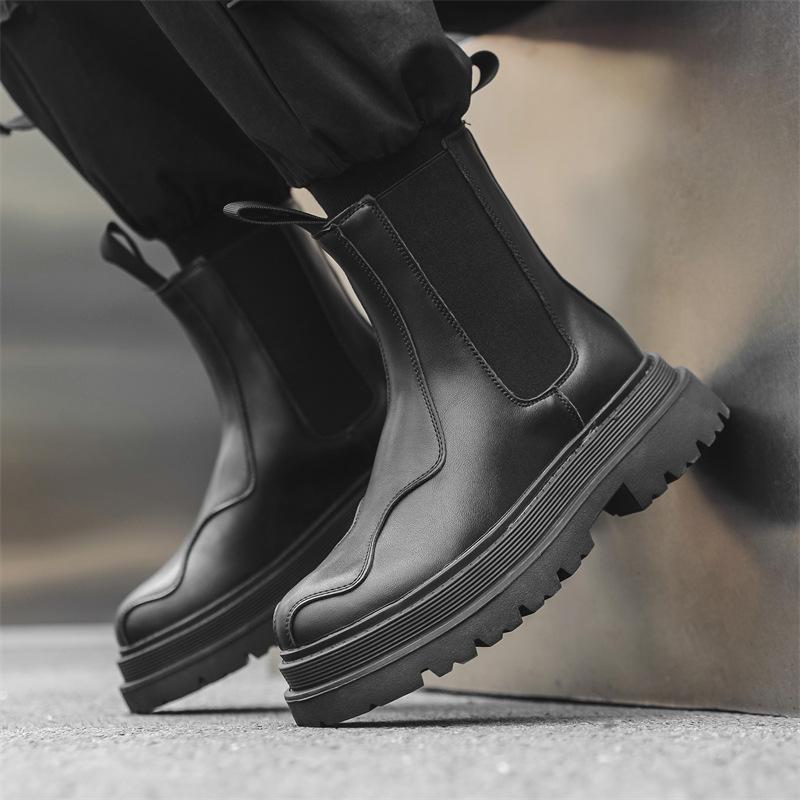 Black Cigarette Chelsea Boots Men's British Tide ins High Top Platform Locomotive Internet celebrity Martin Boots 44162-J