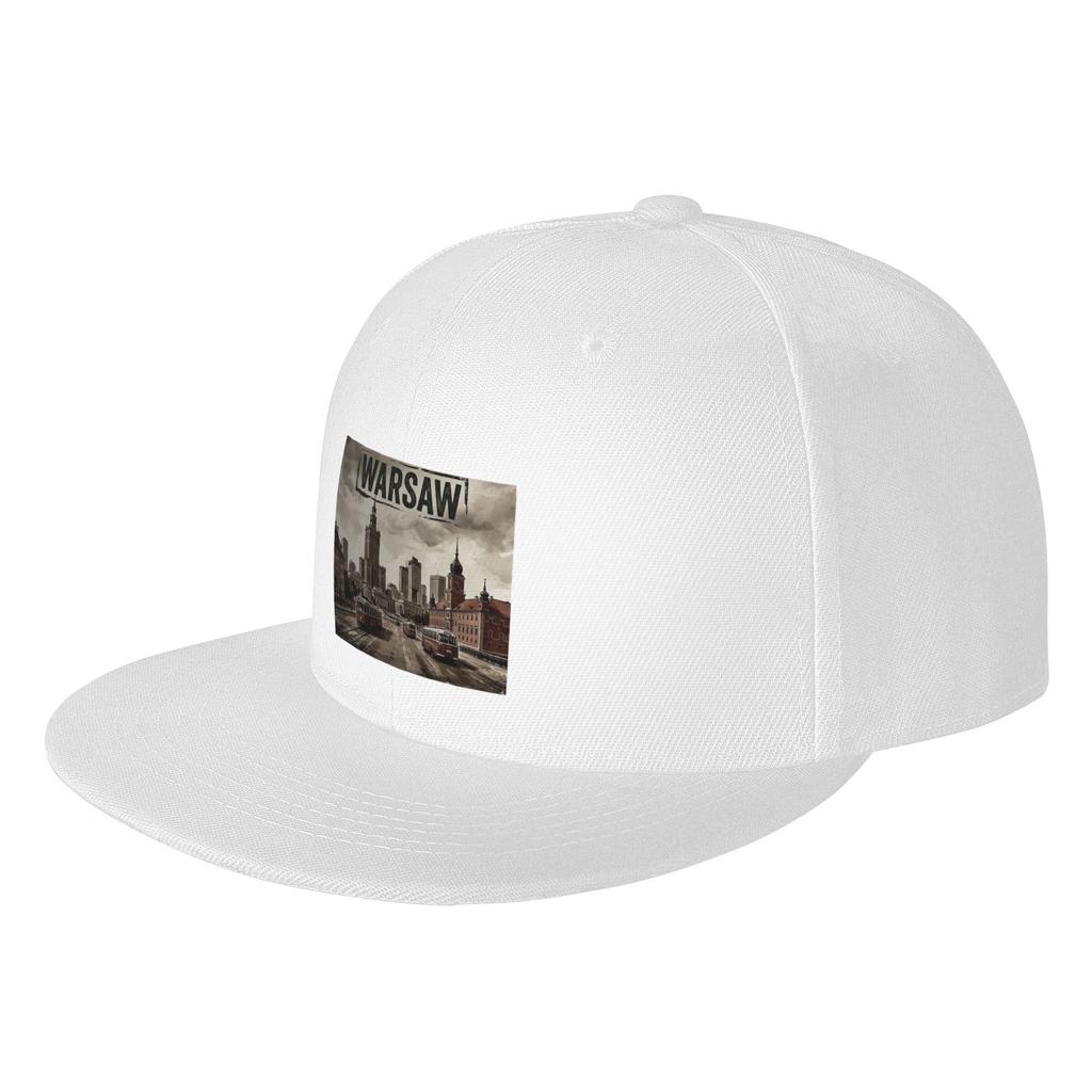Fashion Warsaw Poland City Landmarks Vintage Travel Art Flat Brim Sun Hat Lazy Style Cap Unisex