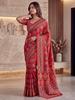 Handcrafted Ajrak Print Manipuri Silk Saree, Real Mirror Work, Traditional Party Wear