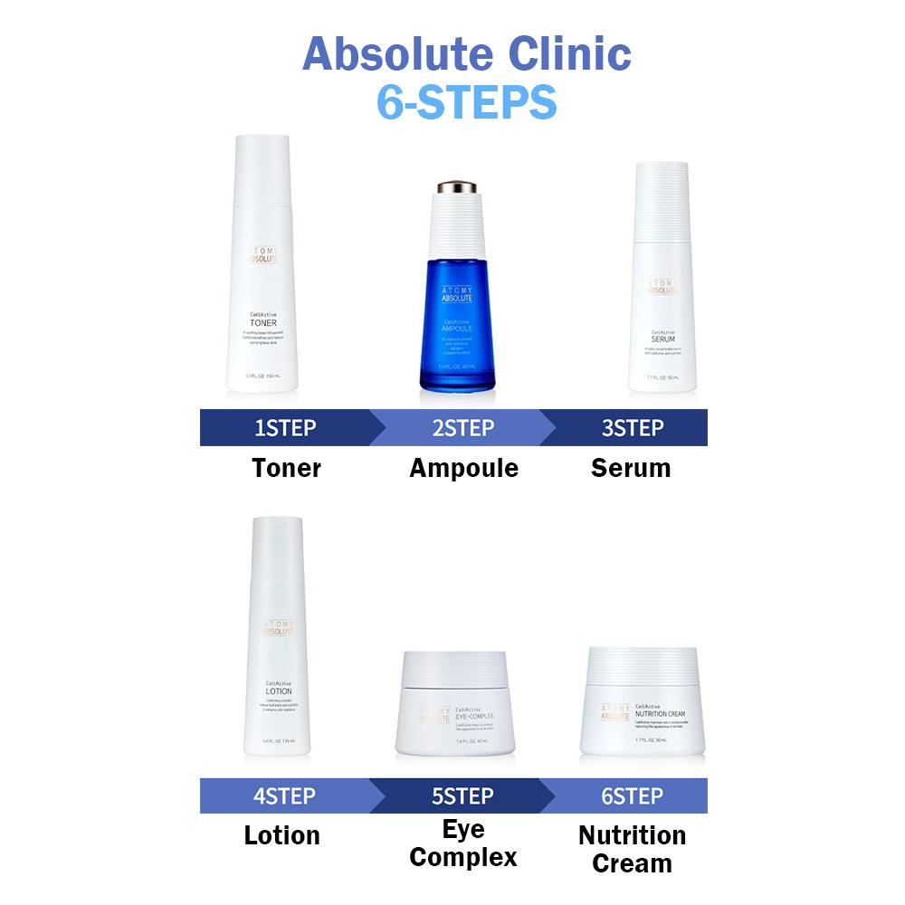 Atomy Absolute Selective Korean Skincare Set (Toner, Ampoule, Serum, Lotion, Eye-Complex, Nutrition Cream), 6 In 1 Skincare Gift Set