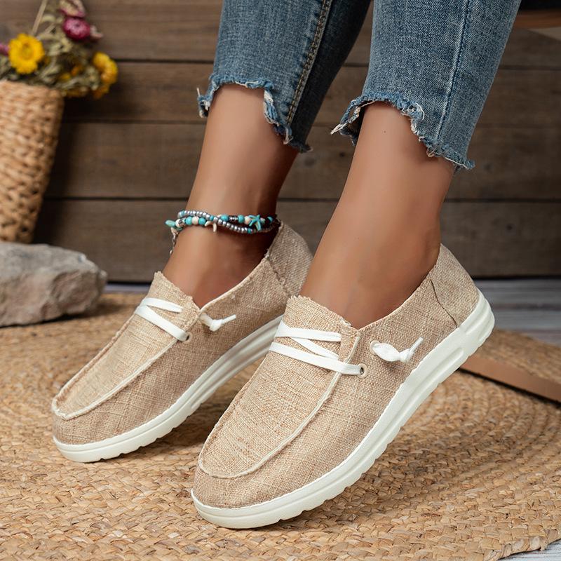 2025 Summer Plus Size Leopard Print Lace-up Canvas Loafers