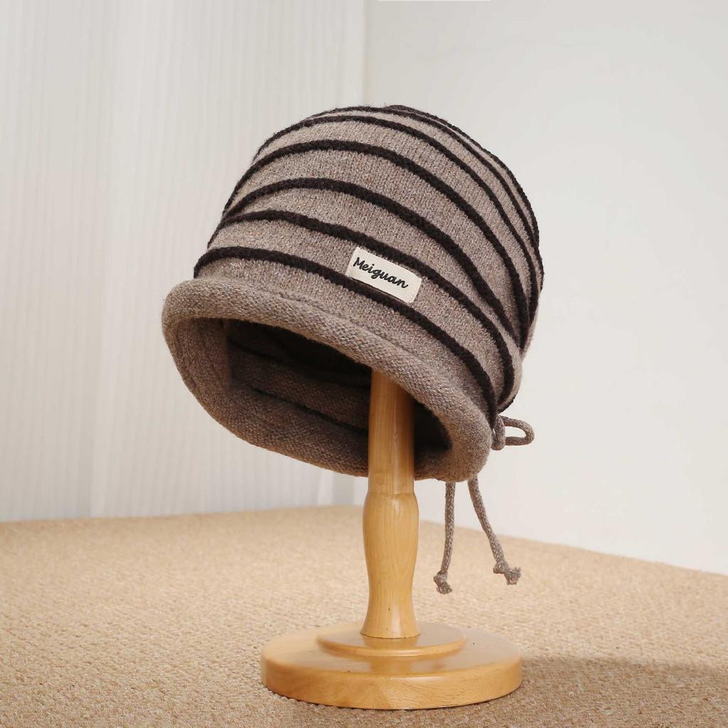 Striped straps stacked hat summer hat women's seaside vacation sun protection hat sun hat show face small cold hat