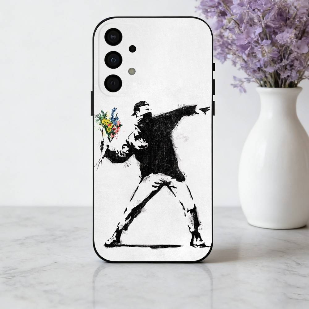 S-Street Art B-Banksy G-Graffiti Phone Case For Samsung Galaxy A73,A72,A71,A70,A53,A52,A51,Soft Silicone Black Cover