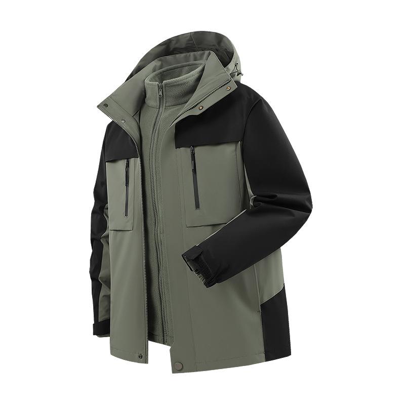 

Thick Outdoor Warm Jacket with Detachable Outer Cover, Three In One Windproof and Waterproof Jacket XXXXL