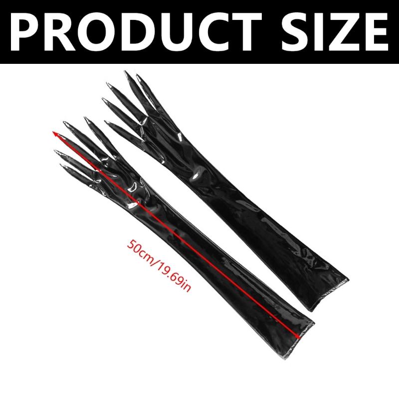 Luxuriöse Lackleder-Langfingerhandschuhe für Damen Hexenhandschuhe für Maskenbälle, Partys und besondere Anlässe Kostümierung