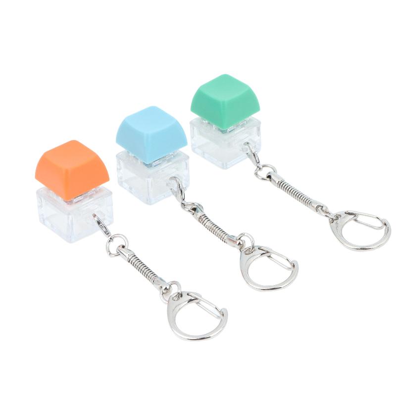 Mini Mechanical Keyboard Fidget Keychain Stress Relief Clicker Toy Portable Finger Press Sensory Toy Keyring Bag Pendant Decor