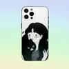 Cute Cat by Artist Park Sung-O Phone Case For iPhone 17,16,15,14,13,12,11 ,Soft Silicone Black Cover