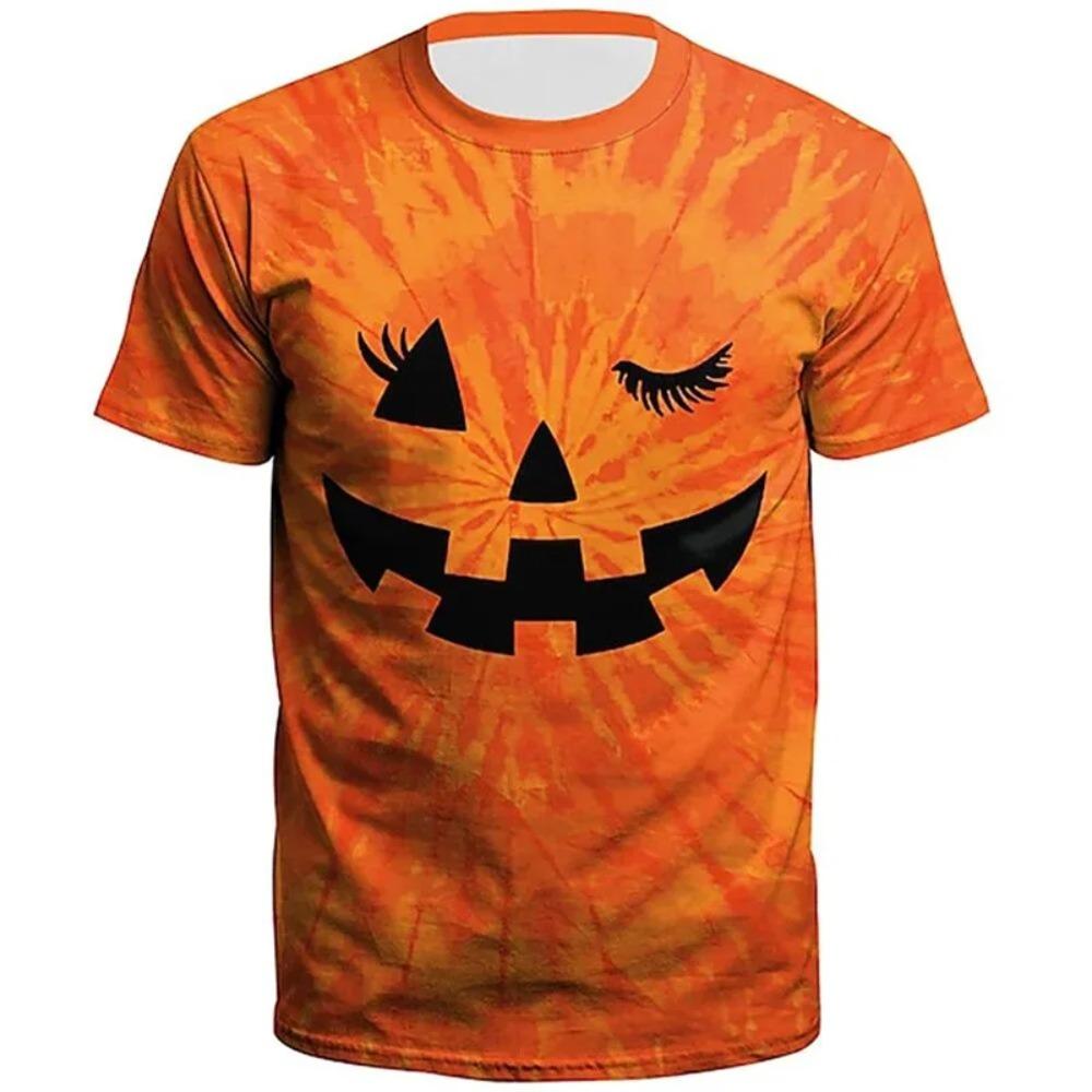Funny Halloween Pumpkin T-shirt Men's 3D Printed Fashion Round Neck T-shirt Top Children's Short Sleeve Summer T-shirt