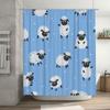 Adorable Sheep Pattern Shower Curtain Light Blue Background with White Clouds Design Perfect for Bathroom Decor Kids Bathrooms.
