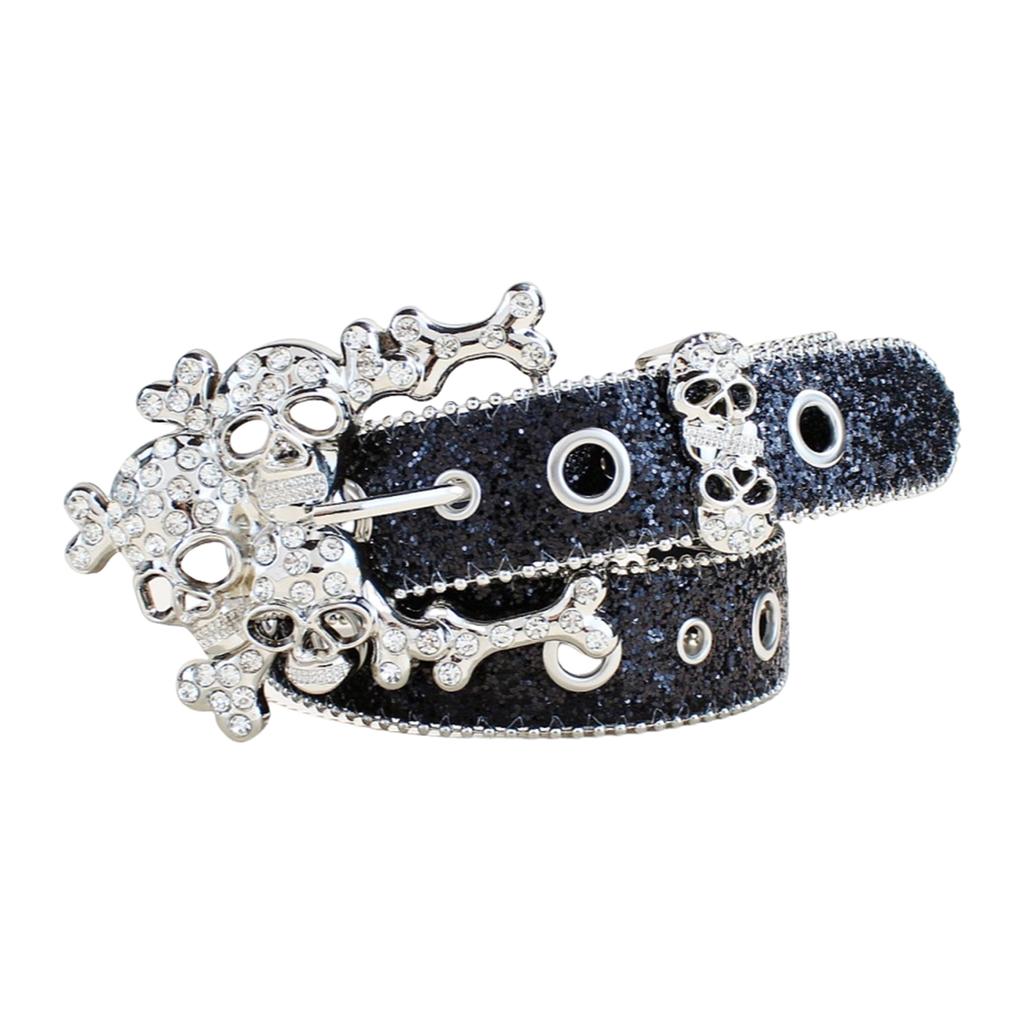 Cool Blingbling Rhinestones Belt for Women Western Cowgirl Styles with Punk PU Leather Designs Sequins for Various Event