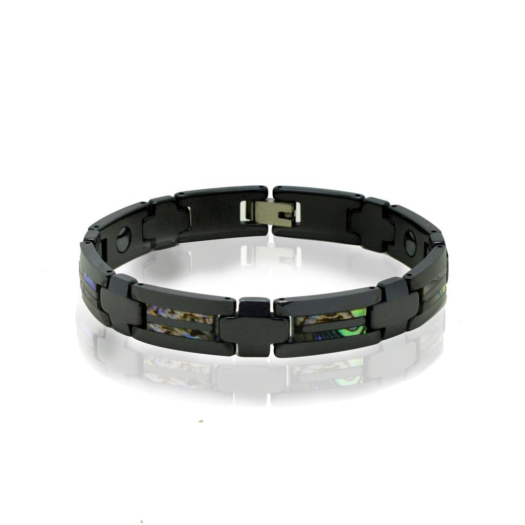 Tungsten Gold Ceramic Men's Magnetic Bangle: Scratch-Resistant, Waterproof, Colorful Shell Inlay