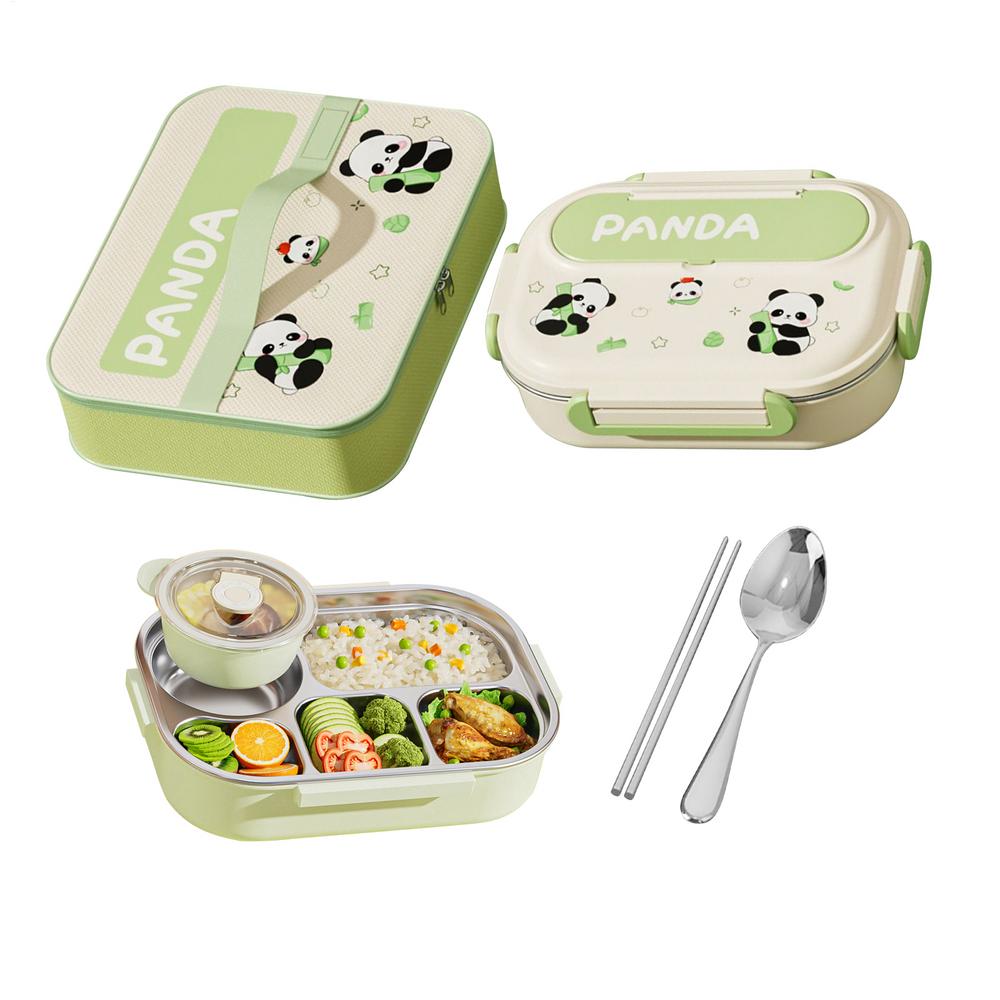 

Lunch Kit Capybara Panda Compartment Lunch Box Food Containers Snack Holder Stainless Steel For Picnic Boys Girls Outdoor School зелений