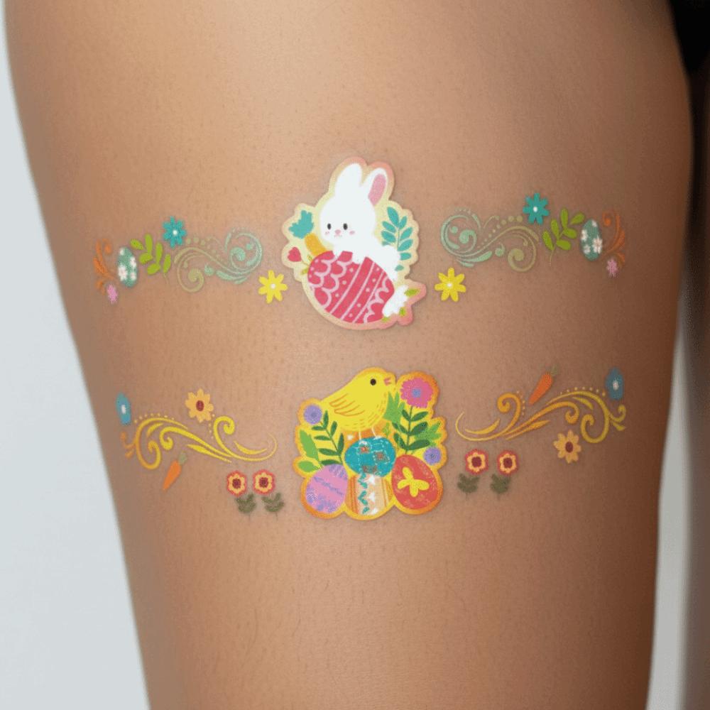 Wrist Arm Face Leg Face Temporary Tattoo Rabbit Carrot Eggs Flower Freckle Tattoo Easter Day