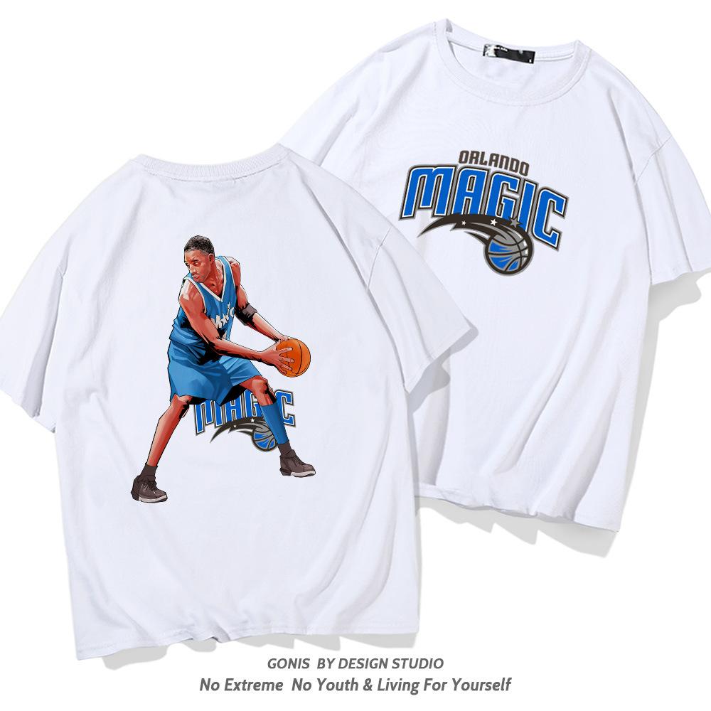 Magic basketball sports T-shirt men s short-sleeved trend loose shoulder casual half-sleeved top XXS