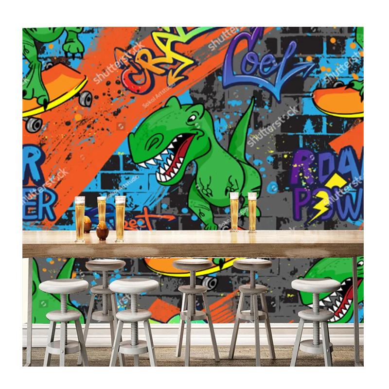 

Hand Drawn Dinosaur Wallpaper Skateboard Doodle Graffiti Mural Art Ktv Bar Background Wall Papers Industrial Decoration 200 cm(W) x 140 cm(H)