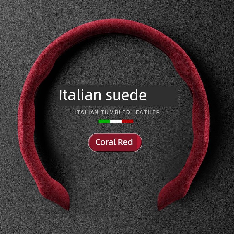 Steering Wheel Cover, Suede Leather, Breathable, Sweat-Absorbent, Non-Slip, Wear-Resistant, High-End Universal Handle Cover, Suitable for All Seasons