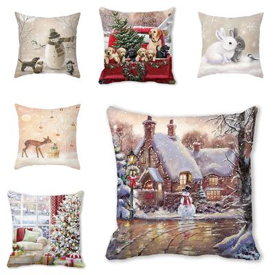 Santa Claus Sleeper Christmas Tree Dog Bunny Decorative Pillow Set Bedroom Sofa Dining Room Pillow Cover