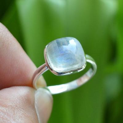 Rainbow Moonstone Ring, Handmade Ring, 925 Silver Ring, Stacking Ring, Birthstone Ring, Women Ring, Silver Jewelry, Anniversary Ring