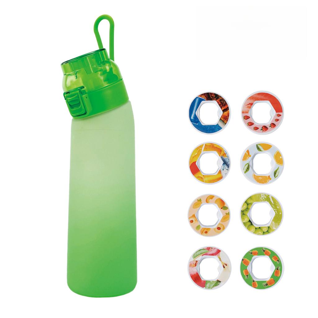 Butelka Sportowa na Powietrze i Wodę 700ml z Kapsułkami 8 Owocowych Smaków Zero Cukru Przenośna Szczelna Kubek ze Słomką Plastikowy na Kemping, Podróż