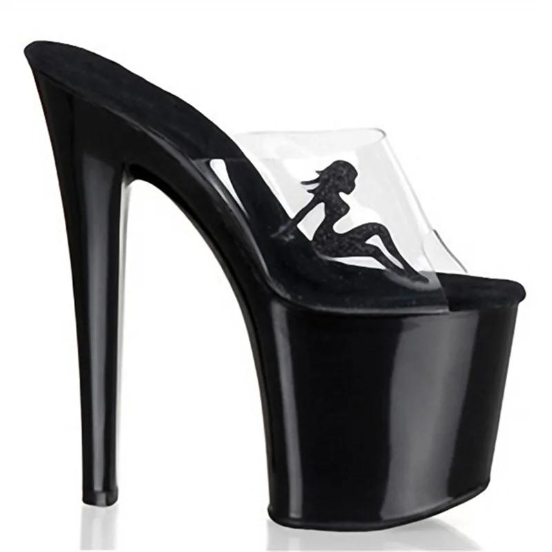 Fashion Summer pink crystal 20cm high heels fashion women's shoes, beautiful decorative crystal pole dance dance performance slippers