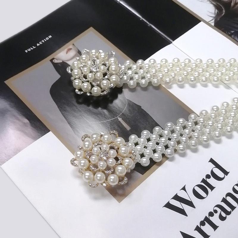 Eleganter Perlen Damen Elastischer Taillengürtel für Röcke und Kleider - Vielseitiges und Schlichtes Kettendesign