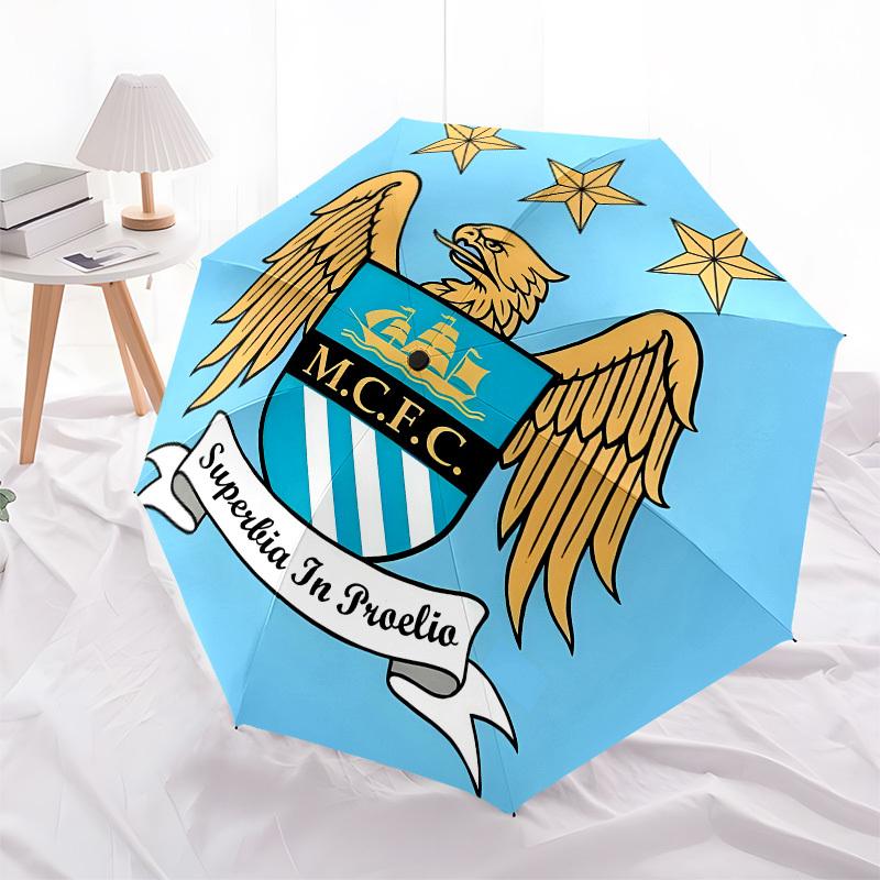 Manchester City, Crest- Automatic Opening and Closing, 8-rib Structure Portable Umbrella, Suitable for Men and Women in All Seasons - Perfec
