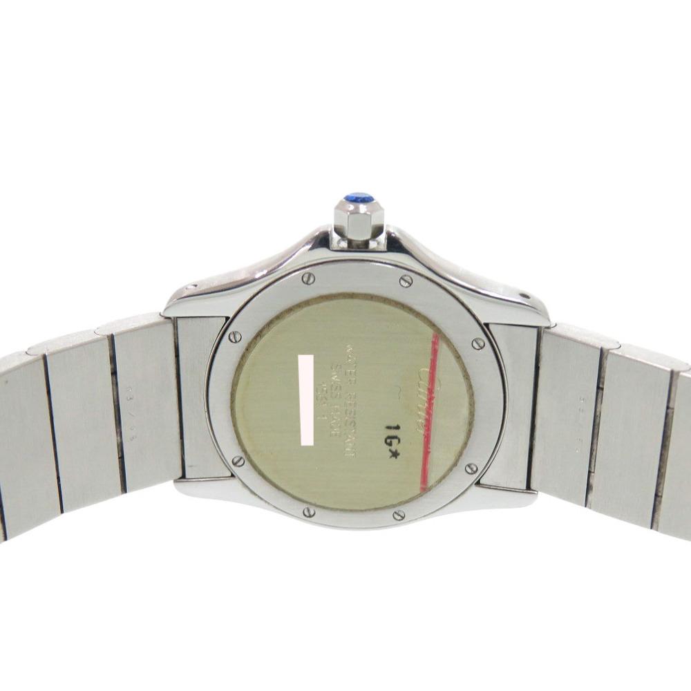 Used AUTHENTIC CARTIER W20027K1 Santos Rondo White Silver SS Quartz Wristwatch