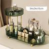 Rotating Makeup Organizer For Vanity, 2 Tier Perfume Cosmetic Skincare Organizers With Makeup Brush Holder