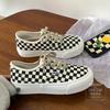 Platform plaid shoes women's new one-pedal heightening canvas shoes versatile board shoes 528