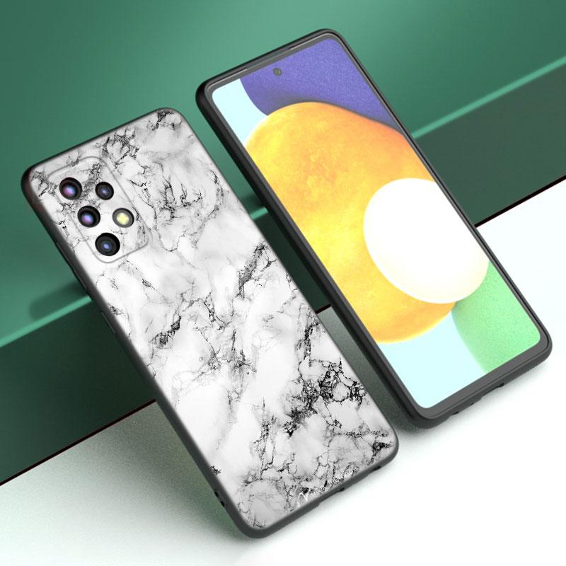 Schwarz-weißer Marmor-Fall für Samsung A04 A21 A30 A50 A52 S A13 A14 A22 A23 A32 A53 A73 5G A11 A12 A31 A33 A51 A70 A71 A72