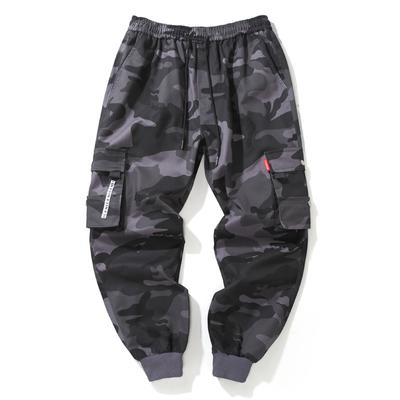 Calça cargo masculina, hip hop, moda para corrida, casual, streetwear, fitas com vários bolsos, calças militares, calças harém, tamanho grande