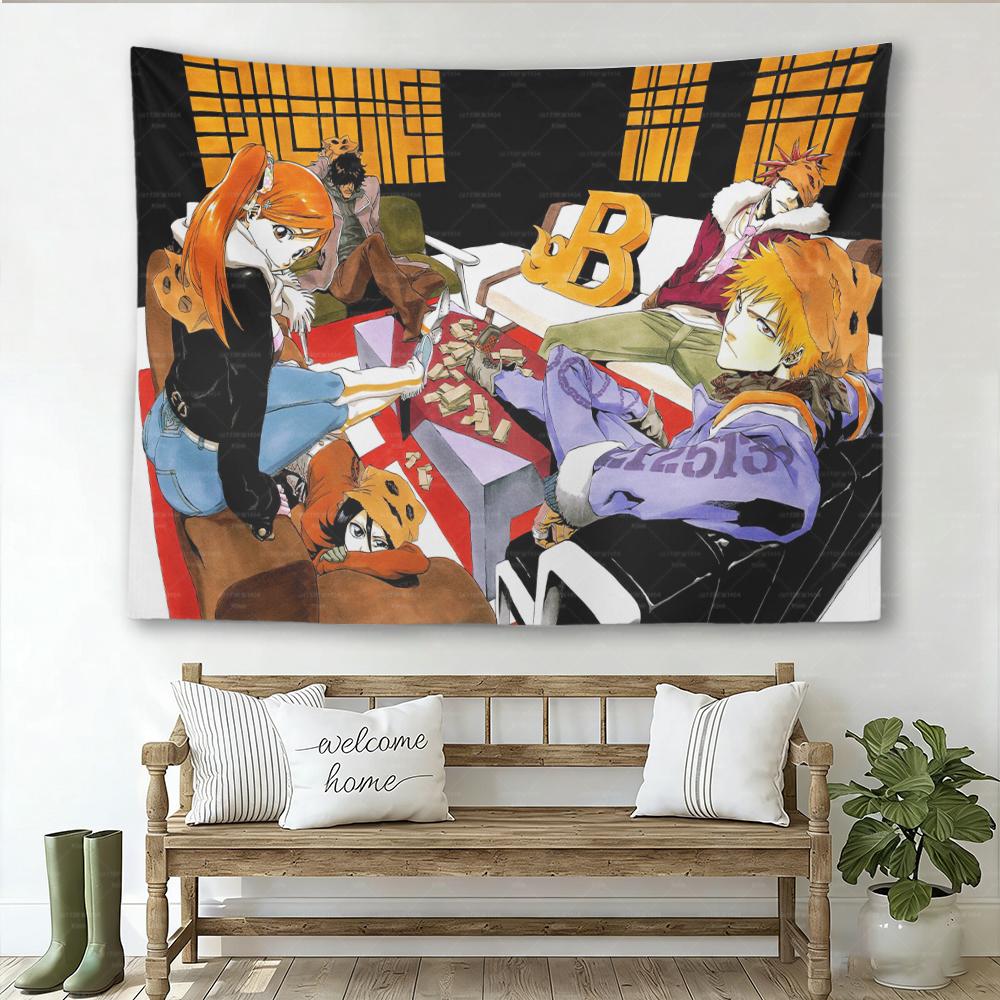Bleach Anime Tapestry Ichigo KKurosaki Wall Hanging Aesthetic Bedroom Dorm Manga Decor