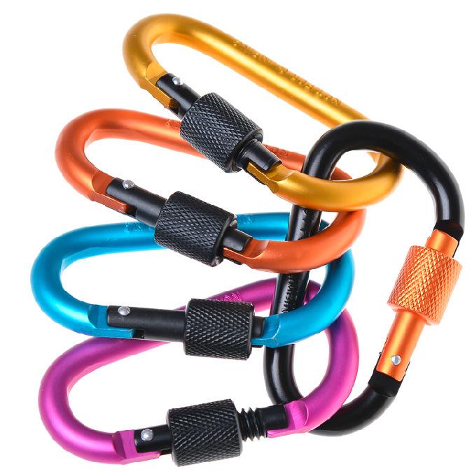Locking D-Shaped Aluminum Alloy Quickdraw Hook for Backpack or Water Bottle