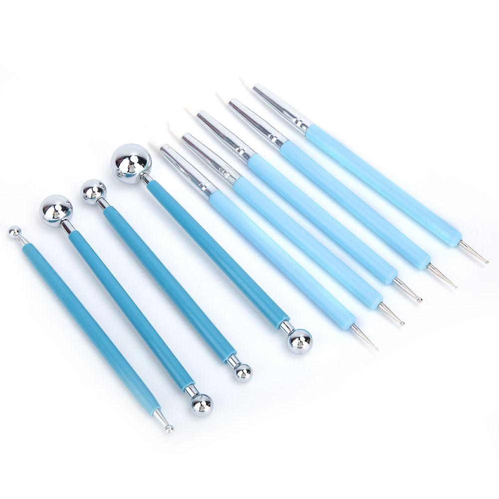 9Pcs Acrylic Silicone Craving Pen Aluminum Tube Handle Pottery Clay Sculpture Tool #1