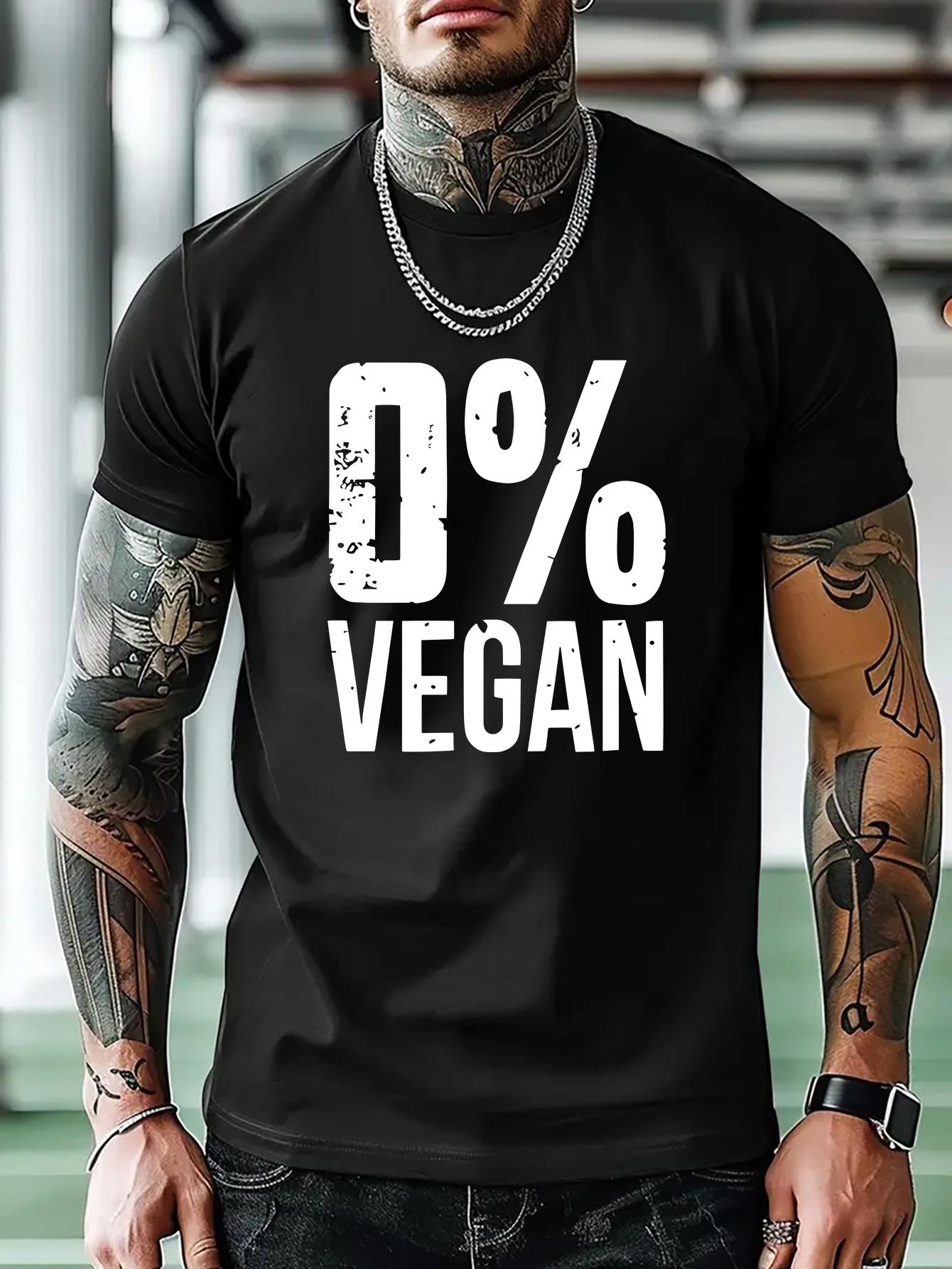 

Vegan Graphic T-shirt - Casual Crew Neck Short Sleeve Tee with Bold White Print XXL