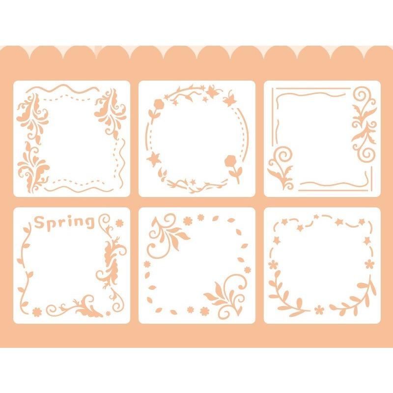 6pcs/set Floral Butterfly Stencil Templates for Scrapbook Wall Small Creative Design DIY Decor Stencils for Painting and Decor