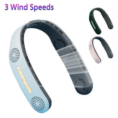 3rychlostní přenosný ventilátor na krk Elektrický bezdrátový ventilátor dobíjecí miniventilátor chlazení USB bezlopatkové ztlumené ventilátory pro venkovní sporty