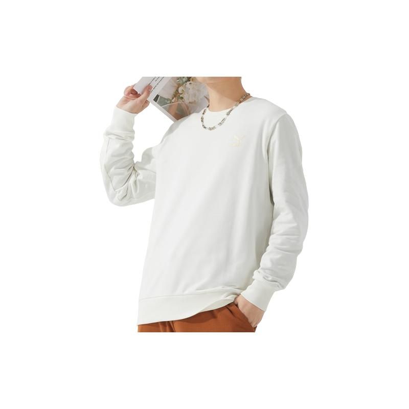 Puma Solid Color Casual Crew Neck Long Sleeve Sweatshirt Unisex Sweatshirt White 625825-65