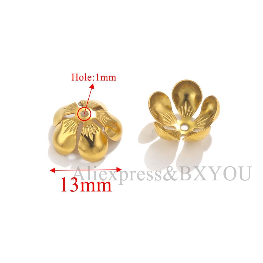 50pcs Stainless Steel Flowers Base Connector Bead Cap Charms Setting DIY For Jewelry Making Components Findings Accessories