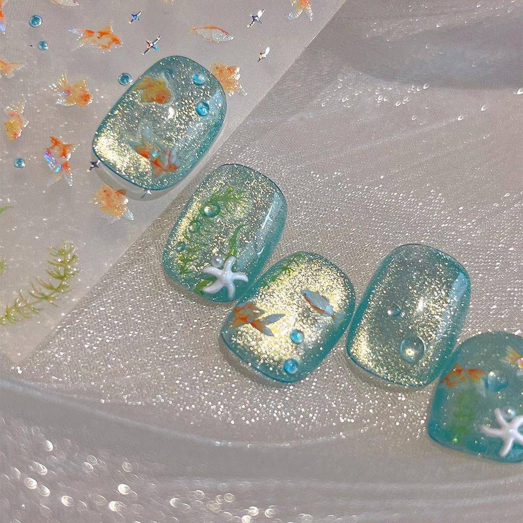 Summer Seashell & Goldfish Laser Waterproof Nail Stickers