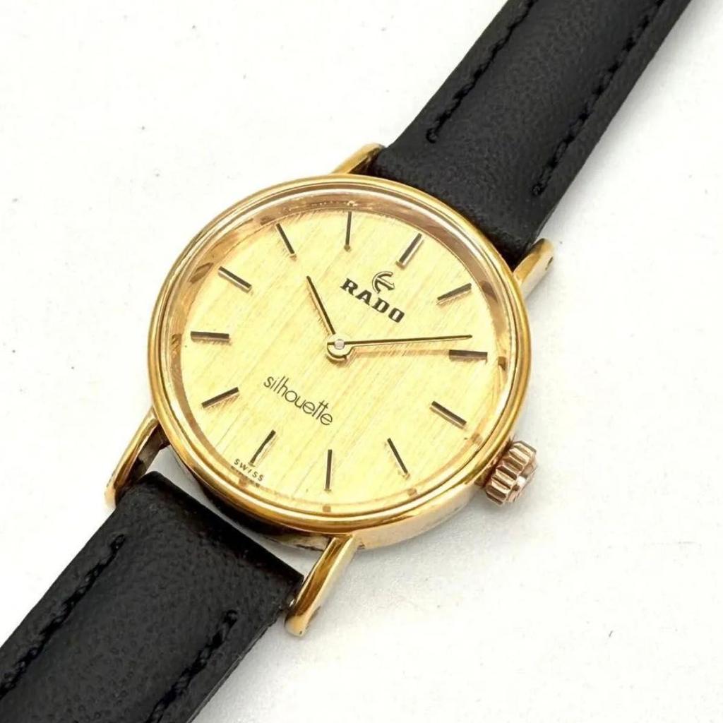 Used A015 [Antique/Extremely Good Condition] RADO Hand-wound Mechanical Gold Color Round Case Ladies Watch