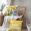 Yellow Tulip Energetic PillowcasesBedroom Living Room Sofa Home Decor Polyester Cushion Cover with Zipper