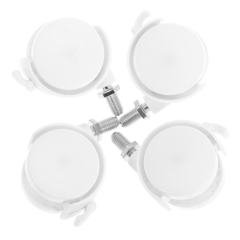 4 Pcs Caster Wheels Brake Casters Cart Grill Chair Suitcase Replacement White for Furniture Office