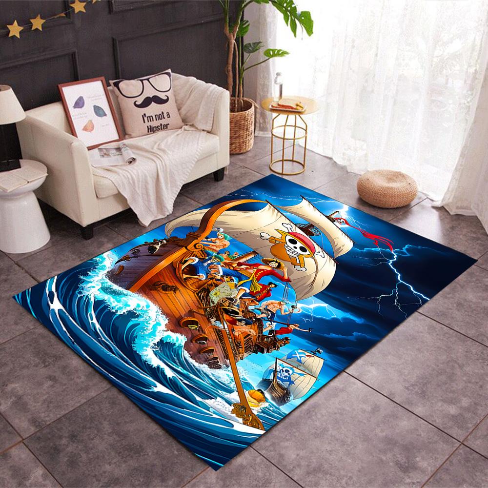One Piece Luffy Themed Anti-Slip Rugs - Polyester Home Decor, Suitable for Bedrooms, Living Rooms, Doorways, Studios, and Decorations