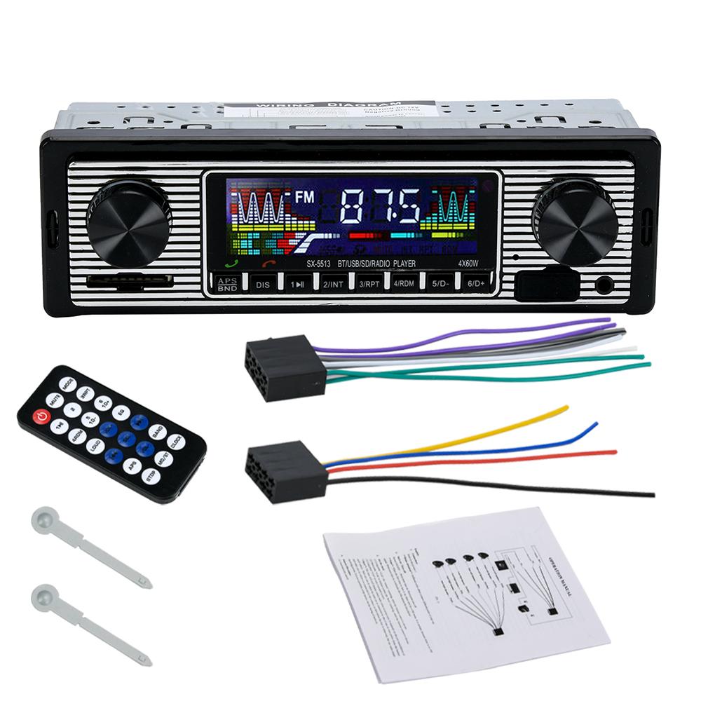 Vintage Car Radio Vehicle Integrated MP3 Player Wireless Bluetooth Multimedia Player AUX USB FM 12V Classic Stereo Audio Player